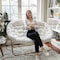 Flash Furniture Eleanor 56-in Portable Folding Dbl Saucer Chair in Ivory Faux Shearling w/a Soft Gold Steel Frame FV-FDS-001-IV-SGD-GG - alternate 6